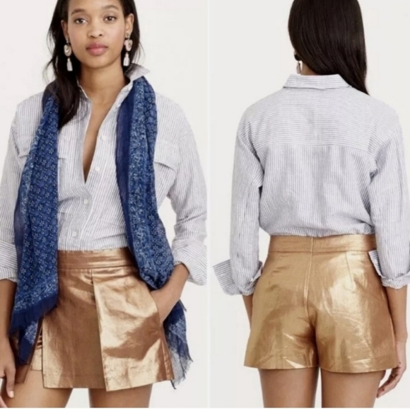 J. Crew Pants - J Crew Linen Blend Metallic Skort size 12